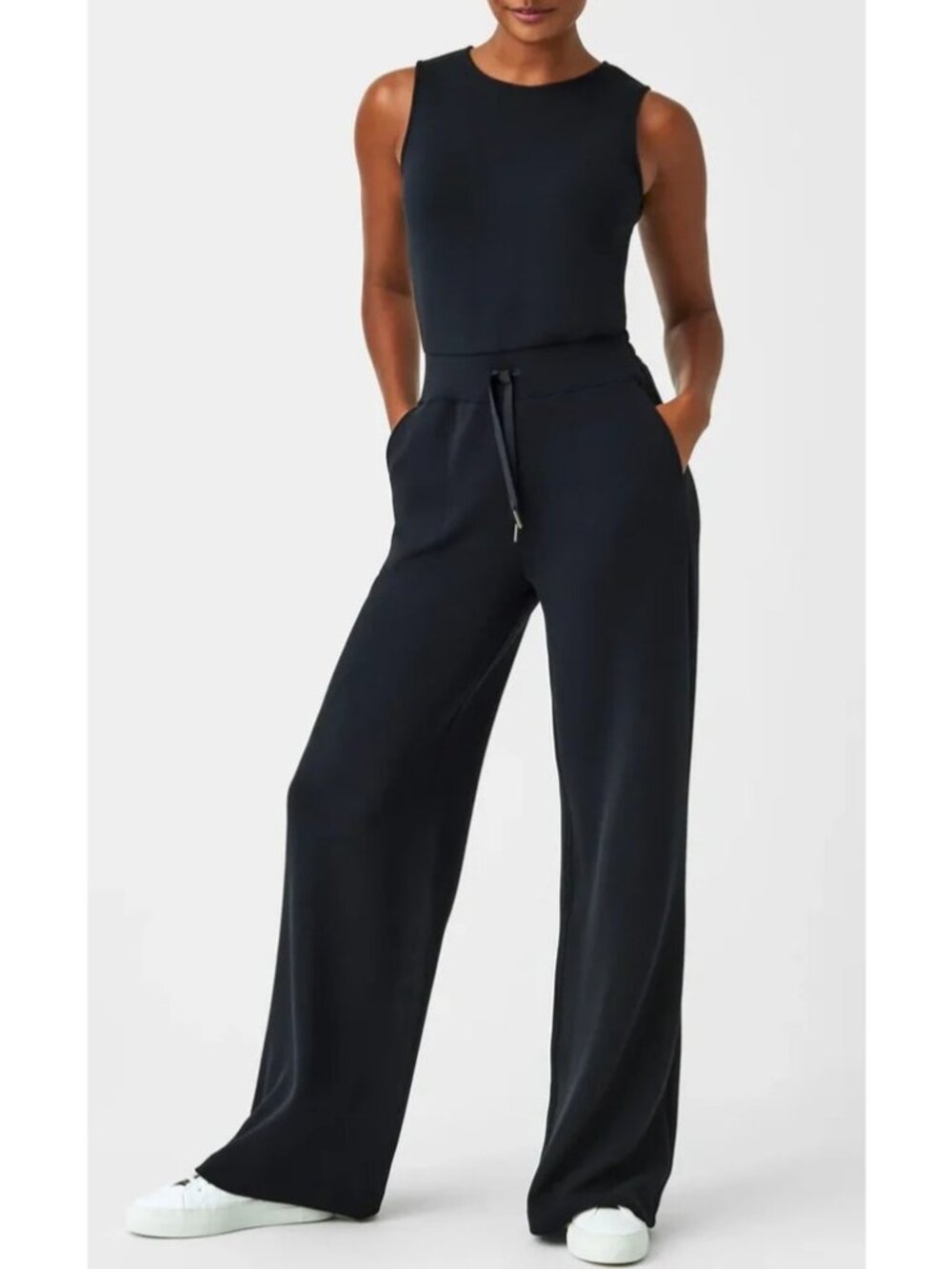 NEW Spanx Air Essentials Wide-Leg Sleeveless Black Keyhole Back Jumpsuit XS